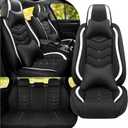 Car Seat Covers Fit for Honda 2000-2026, Stylish Sport Seat Covers, Waterproof Wear-Resistant Premium Nappa Leather Car Seat Covers.(Full Set with Pillow/Black White)