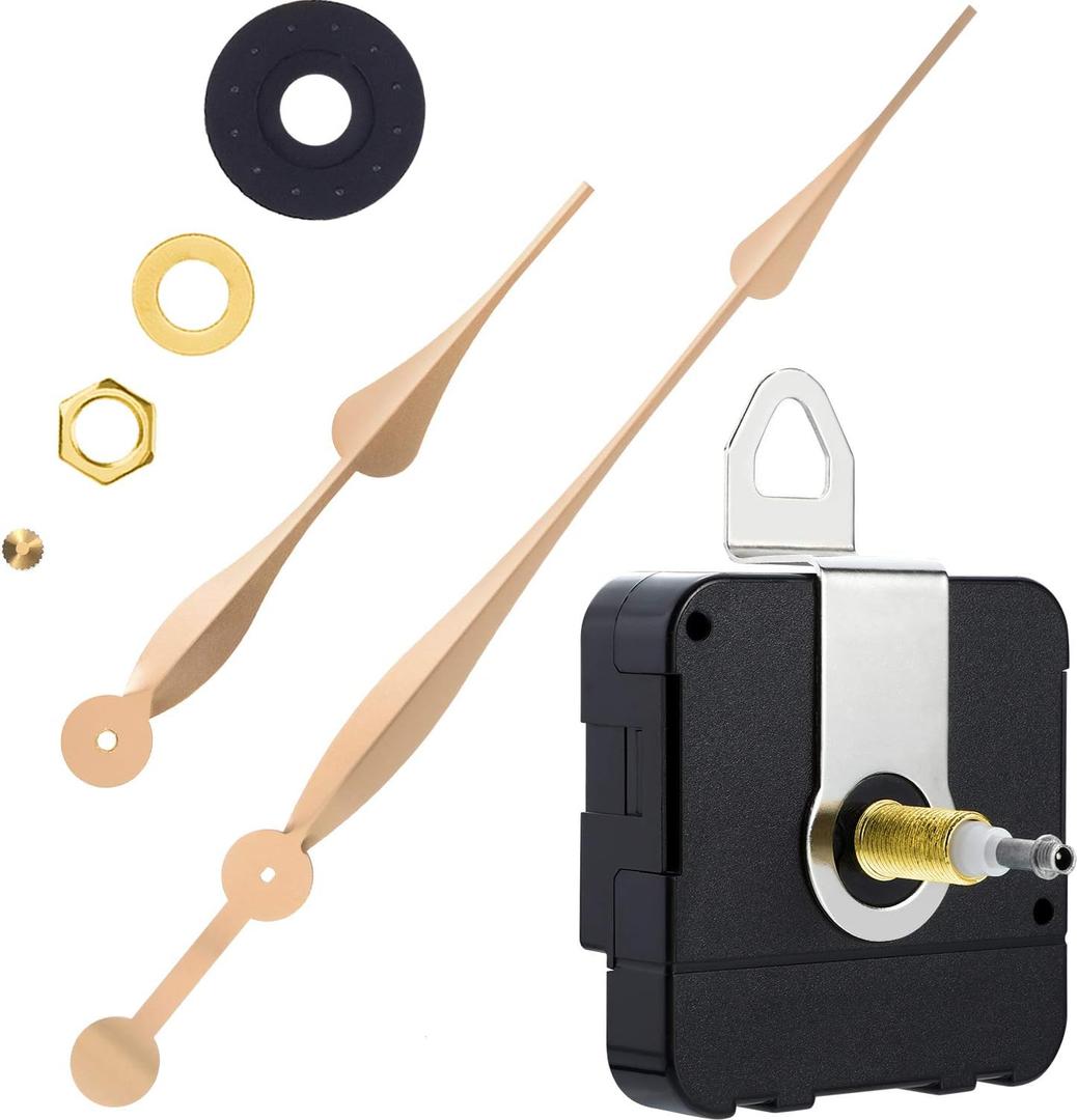 Clock Mechanism Replacement High Torque Quartz Clock Movement with 12 Inch Long Spade Hands for DIY Clock (Shaft Length 1-1/ 5 inches/ 31 mm Shaft Length, Gold) Clock Mechanism Replacement High Torque Quartz Clock Movement with 12 Inch Long Spade Hands for DIY Clock (Shaft Length 1-1/ 5 inches/ 31 mm Shaft Length, Gold)