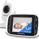 HelloBaby Video Baby Monitor with Camera and Audio, 3.2Inch LCD Display, Infrared Night Vision, Two-Way Audio and Room Temperature Monitoring,Lullaby,Sound Activated Screen