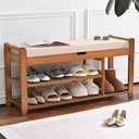 39.4in Shoe Bench with Coat Rack, Entryway Shoe Rack Organizer for Hallway, 39.4in without Hooks