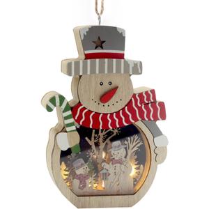 Snowman Ornaments for Christmas,Gouraml Wooden Christmas LED Ornaments,Table Decorations Tree Snowman Hanging Ornaments Crafts Gifts for Xmas Party