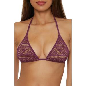 BECCA Women's Color Play Triangle Bikini Top, Adjustable, Tie Back, Swimwear Separates (Large, Aubergine)