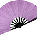 13" Glitter Large Rave Fans Clap Fans for Line Dancing Folding Clack Handheld Foldable Decorative Fans Hand Fan for Dance, EDM Music Festivals & Parties(Purple)