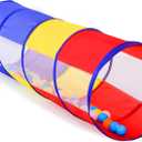 PigPigPen Kids Tunnel for Toddlers,Pop Up Play Tunnel Tent for Babies or Dogs, Indoor & Outdoor Toys for Kids Backyard Playset. (Red,Yellow,Blue Play Tent with mesh), 17.5 x 67