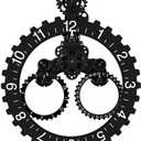 SHISEDECO Hour and Days Display Design Premium Plastic 3D Moving Large Gear Wheel Wall Clock, Perfect for Living Room, Reading-Room, Restaurant, Office Decor (B-Black)
