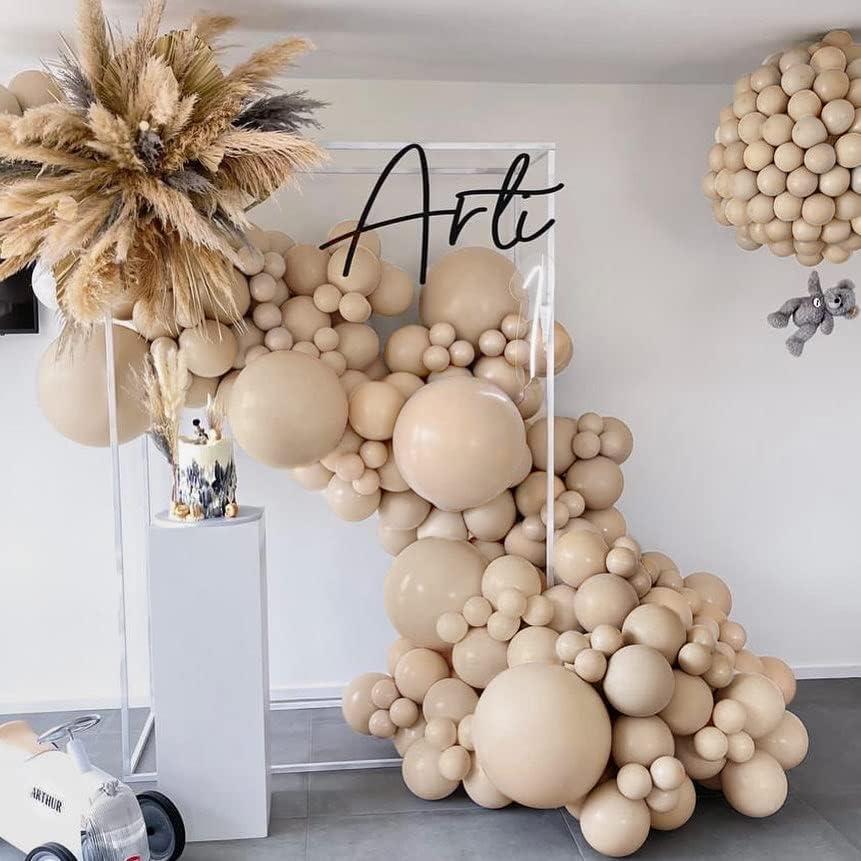 Nude Beige Balloon Double Stuffed Tan Brown Balloons Garland Different Sizes Latex Apricot Balloons Arch Kit for Neutral Baby Shower Jungle Theme Woodland Teddy Bear Birthday Boho Party Decorations