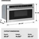Zephyr 30 inch Built In Drawer Microwave Oven Under Cabinet - Integrated, Wall Mount, Under Counter Pull Out Microwave Drawer 1.2 cu ft, Preset Cooking Options, Easy Clean Coating, 1000W