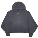 Nike Cropped Oversized Gym Workout Hoodie Cotton Sweatshirt Jumper Womens M Dark Grey