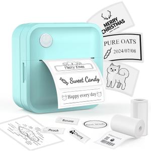 Label Maker Machine with Tape - Inkless Mini Bluetooth Label Printer with Multiple Templates, Wide Waterproof Labels, Portable Thermal Sticker Labeler for School Home Office Kitchen Organization