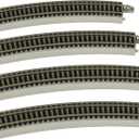 Bachmann Trains - Snap-Fit E-Z TRACK 22 RADIUS CURVED TRACK (4/card) - NICKEL SILVER Rail With Gray Roadbed - HO Scale
