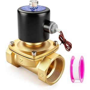 BAOMAIN 2 inch Brass Electric Solenoid Valve,DC 12V Normally Open (NO),DN50 Direct Acting Pneumatic Valve for Water Air Gas,2W-500-50K