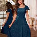 BeryLove Prom Dress for Teens: Sequin Formal Party Dress with Flutter Short Sleeves for Wedding & Cocktail Evening Events (XL)