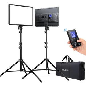 RALENO LED Video Panel Light, 2-Pack 18" 45W Photography Lights with 78'' Stand & Remote for Video Recording TikTok YouTube Streaming, CRI97+ Bi-Color 2500-6500K Studio Lighting