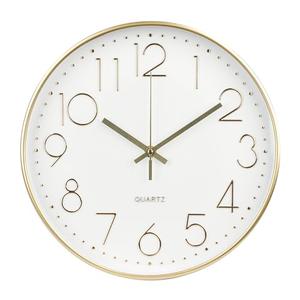 bakbrand Wall Clock 12 Inch Non-Ticking Silent Modern Simple Style Round Decor Clock Gold Stereoscopic Dial Quartz Wall Clocks for Home/Office/School/Living Room/Bedroom/Kitchen