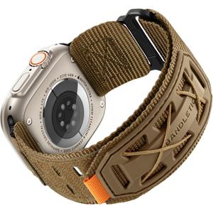 Bandletic Compatible with Apple Watch Series 10 Band Men Women, Wide Tactical Military Nylon Loop Sport Bands for iWatch 49mm(Ultra 3/2/1),46mm(11/10),45mm(9/8/7),44mm(SE3/SE2/SE/6/5/4),42mm(3/2/1) (Tan)