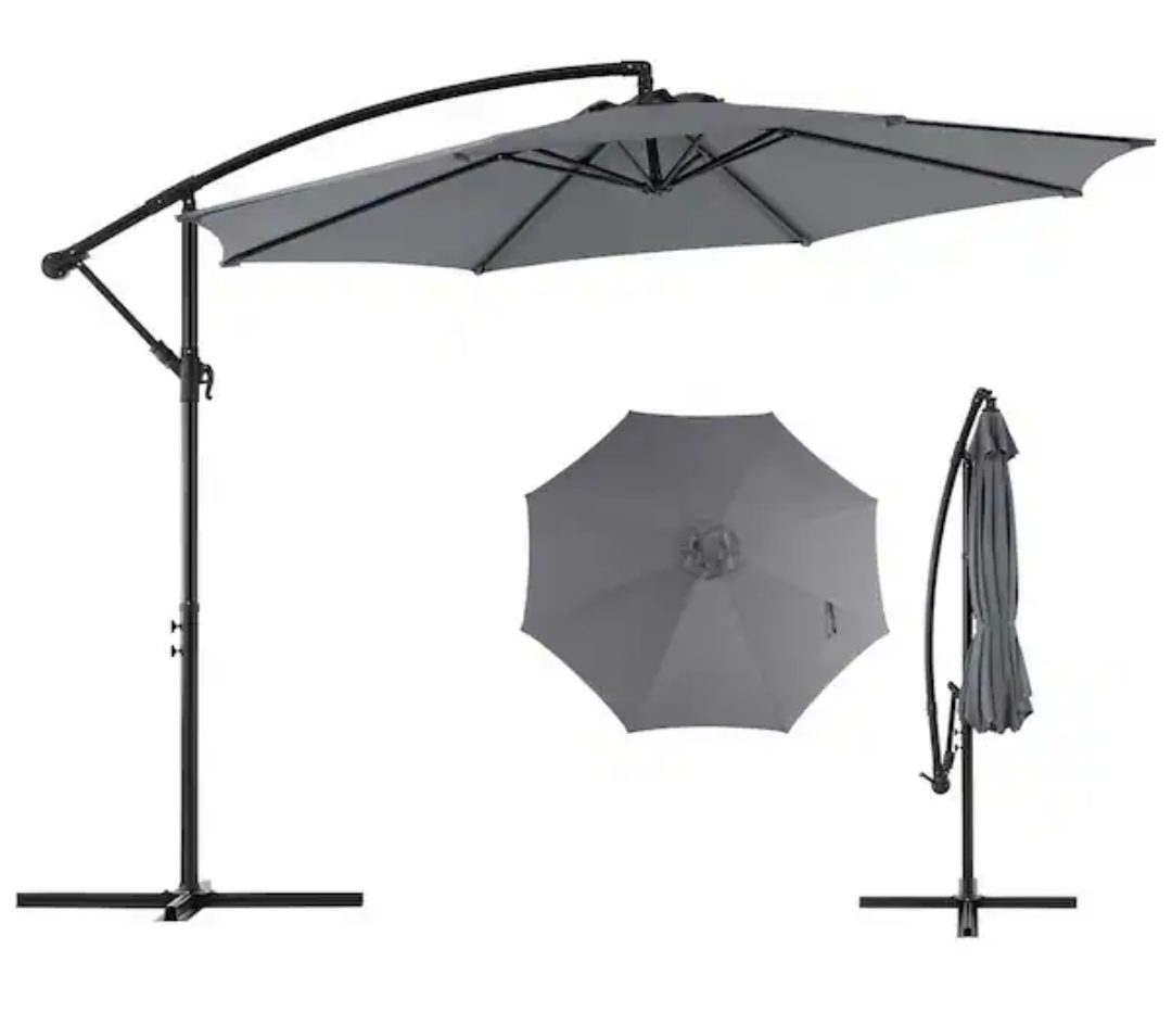 10FT Patio Umbrellas, 8 Ribs, UV Protection for Pool Garden Backyard Market in Grey