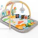 Move2Play, Montessori Inspired Wooden Kick & Play Baby Gym | Musical Piano | Tummy Time Activity Center | Play Mat for Newborns & Infants | Toys for Ages 0-6+ Months (Sky)