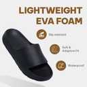 Shondo Pillow Slippers for Women and Men - Non-Slip Cloud Slides EVA Foam, Soft, Lightweight, Quick Drying Shower Sandals, Comfortable Indoor Outdoor Bathroom Sandals - UltraGrip Technology, Cushion Arch Support (7-8 Women/5-6 Men, Black)