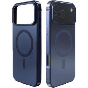 Metal Magnetic Case for iPhone 17 Pro Max [Compatible with MagSafe] Slim Aluminum Bumper with Anti-Scratch Lining, Original Metal Texture Military-Grade Shockproof Cover (Blue, for iPhone17 ProMax)