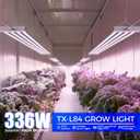 Barrina TX-L84 4FT LED Grow Light, 336W (4 x 84W), 4 Panel Wider Coverage, Full Spectrum, High PPFD, Mechanical Timer, Linkable, Hanging Light, Plant Stand with Grow Light for Indoor, Seeding, 4 Packs