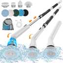 Electric Spin Scrubber, Shower Scrubber Cordless Cleaning Brush with 8 Replaceable Brush Heads and Squeegee, Adjustable Extension Handle 3 Speeds Electric Cleaning Brush for Bathroom,Tub,Tile,Kitchen
