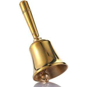 Super Loud Solid Brass Small Hand Call Bell for Ringing at Wedding, Hand Bells for Seniors Bedside, Teacher Classroom Bell, Dinner Bell, Tibetan Bells, Meditation Bell (S)