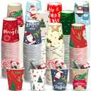 Fulmoon 300 Pcs Christmas Paper Cups bulk 9 oz Disposable Paper Hot Chocolate Cups Decorative Holiday Cup Christmas Party Supplies for Party Coffee Tea Hot Coffee (Santa Claus)