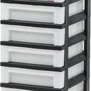 IRIS USA Craft Plastic Organizers and Storage, Rolling Storage Cart for Classroom Supplies, Storage Organizer for Art Supplies, Drawer Top Organizer for Small Parts, 6 Drawer, Black/Pearl