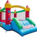 WeeOneKids Air Bounce House, Inflatable Bouncer with Air Blower and Slide, Jumping Family Backyard Bouncy Castle with Extra Thick Material (Red Yellow&Blue), Large