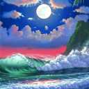 FILASLFT Diamond Painting Kits for Adults DIY 5D Beach Diamond Art Paint with Round Diamonds Full Drill MoonscapeGem Art Painting Kit Beach Moon View for Home Wall Decor Gifts(12x16inch/ 30×40cm)