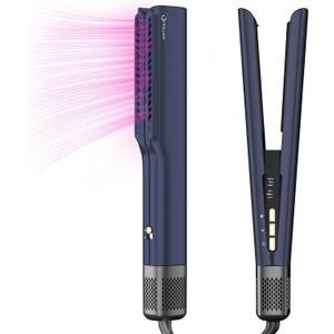 IG INGLAM Air Straight, Style from Wet Hair, 200M Ionic Hair Dryer Straightener for Medium Long Length(14-30), Straightener and Dryer 2 in 1, Fast Drying and Straightening in One Step, Dark Blue