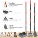 Heeyoo Dog Pooper Scooper, Dog Poop Tray and Rake Set, Pet Waste Removal Scoop with Long Adjustable Sectional Stainless Handles