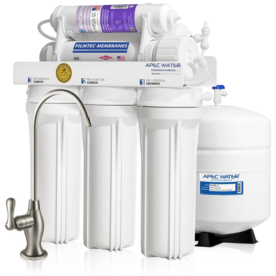 APEC Water RO-PH90, 6-Stage Under Sink RO System, Alkaline, 90 GPD