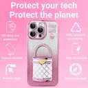 Kickstand for iPhone 16 Pro Case with Stand & Makeup Mirror - Cute Glitter Luxury Plating Edge Bumper for iPhone 16 Pro, Pink (6.3")