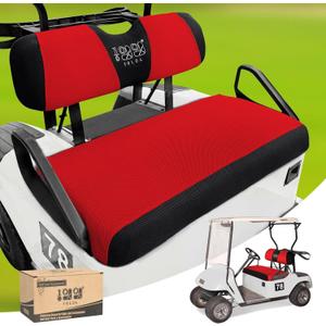 10L0L Golf Cart Seat Covers Kit - Universal Fit for EZGO TXT/RXV Front Seats | Breathable Mesh Fabric | Easy Installation | Red & Black (No Staples Required)​​