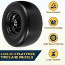 2 PCS 136.50-6 Flat Free Lawn Mower Tires and Wheel, Solid Smooth Tread Tire, 13x6.50-6 Zero Turn Mower Front Tires for Commercial Garden Lawn, with 3/4" & 5/8" Bearings, 4"- 8.2" Centered Hub