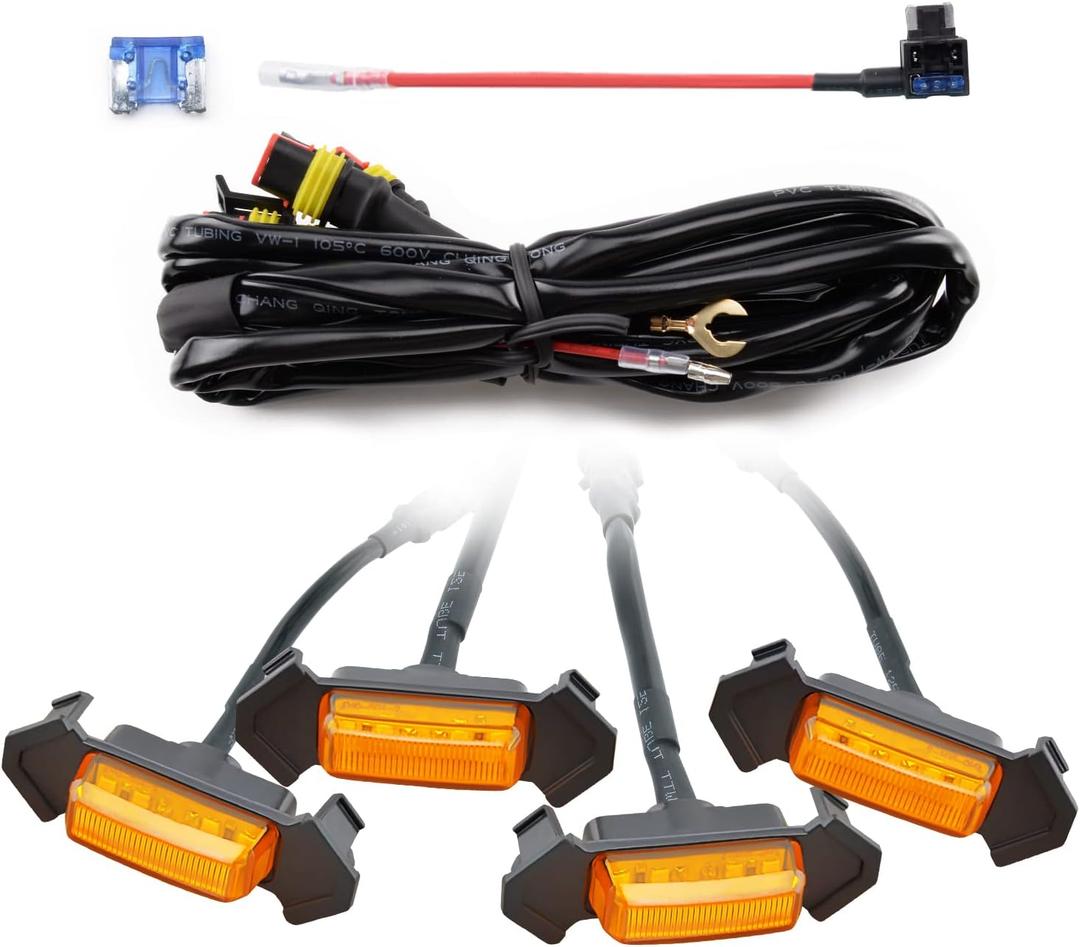 AUXLIGHT Car Accessories, 4PCS LED Front Grille Raptor Lights with Fuse & Wiring Harness, Compatible with 2016 2017 2018 2019 Toyota Tacoma TRD Pro (Amber)
