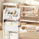 VBABY Diaper Caddy Organizer Cart, 3 Tier Rolling Storage Cart with Wheels, Bedside Cart for Baby Essentials Supplies, Diaper Cart for Nursery, White