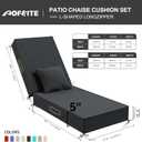 Outdoor Water-Resistant Olefin Chaise Lounge Cushions with Pillow, Weather and Fade Resistant Patio Furniture Lounge Chair Cushion Ideal for Patio, Lawn, Garden, Dark Gray, 72"L x 21"W x 5"T