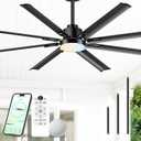 72" Aluminum Outdoor Ceiling Fan with Light, Industrial-Grade 8 Metal Blade | 9744 CFM, Quiet High CFM BLDC Motor, Dimmable LED with Memory, Smart Alexa Remote Control, Damp Rated for Patios/Garage/Porch