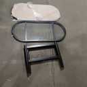 Giantex Rattan Coffee Table, 2-Tier Oval Wood Tea Table with Tempered Glass Tabletop & PE Rattan Storage Shelf, 40" Boho Cocktail Tables, Mid Century Modern Center Table for Living Room Office, Black