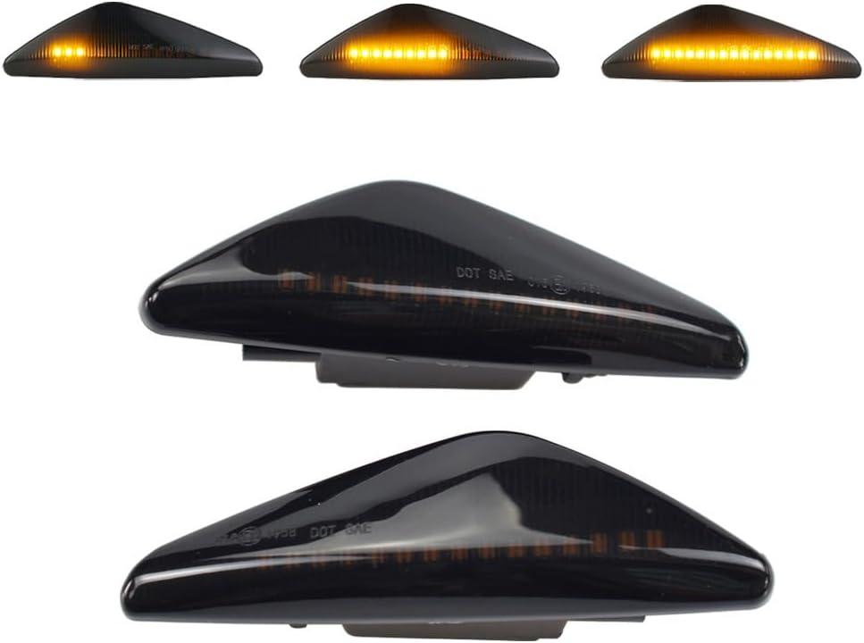 Side Marker Light LED Dynamic Amber Sequential Turn Signal for BMW X3 F25 X5 E70 X6 E71 E72 2011-2017 (Black)