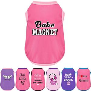 3 x Color-Blocked Dog Tank Top with Playful Heat Transfer Designs  Lightweight Polyester Shirt for Small,MediumDogs, Perfect for Casual Outings.Babe Magnet Pink, XS