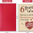 2 x Happy 6 Year Anniversary Card for Girlfriend Boyfriend, Sixth Wedding Anniversary Card for Wife Husband, Romantic Six Year Love Cards Gift for Him Her, Sweet Marriage Milestone Gift