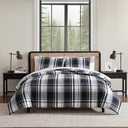 Eddie Bauer - Full/Queen Comforter Set, Super Soft Reversible Bedding with Matching Shams, Plaid Home Decor, Oeko-Tex Certified (Saddle Mountain Plaid Black, Full/Queen)