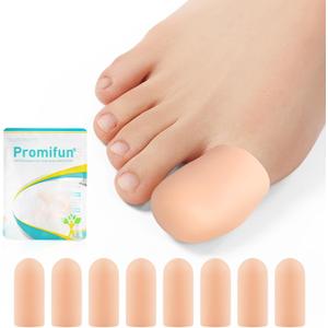 Silicone Toe Protectors,4 Pairs Soft Gel Toe Protectors for Men & Women-Toe Caps for Foot Pain Relief-Toe Sleeves for Ingrown Toenails, Corns, Calluses, Blisters(Skin Color+4L))