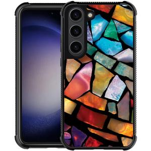 ZHEGAILIAN Case Compatible with Samsung Galaxy S23 Plus Case,Stained Glass Mosaic Fiesta Fun Graphic Design Acrylic Shockproof Anti-Scratch Hard Case for Samsung Galaxy S23 Plus