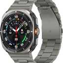Anlinser No Gap Bands Compatible with Samsung Galaxy Watch Ultra 2/1 Band 47mm (2025/2024), 22mm Metal Strap Galaxy Watch Ultra Band for Women Men, Gray Titanium