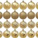 Christmas Ball 16ct 3.15 Inches Gold Mini Xmas Hanging Ornaments for Trees Wreath Garland Wedding Party Home Office Shop Decorations Tier Tray Vase Filler