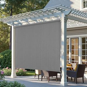 AOSKY Outdoor Roller ShadesCordless Patio Shades Roll Up Outdoor BlindsRoller Blinds Cloth for Porch Pergola Balcony Backyard Windows48" W x 72" HGrey